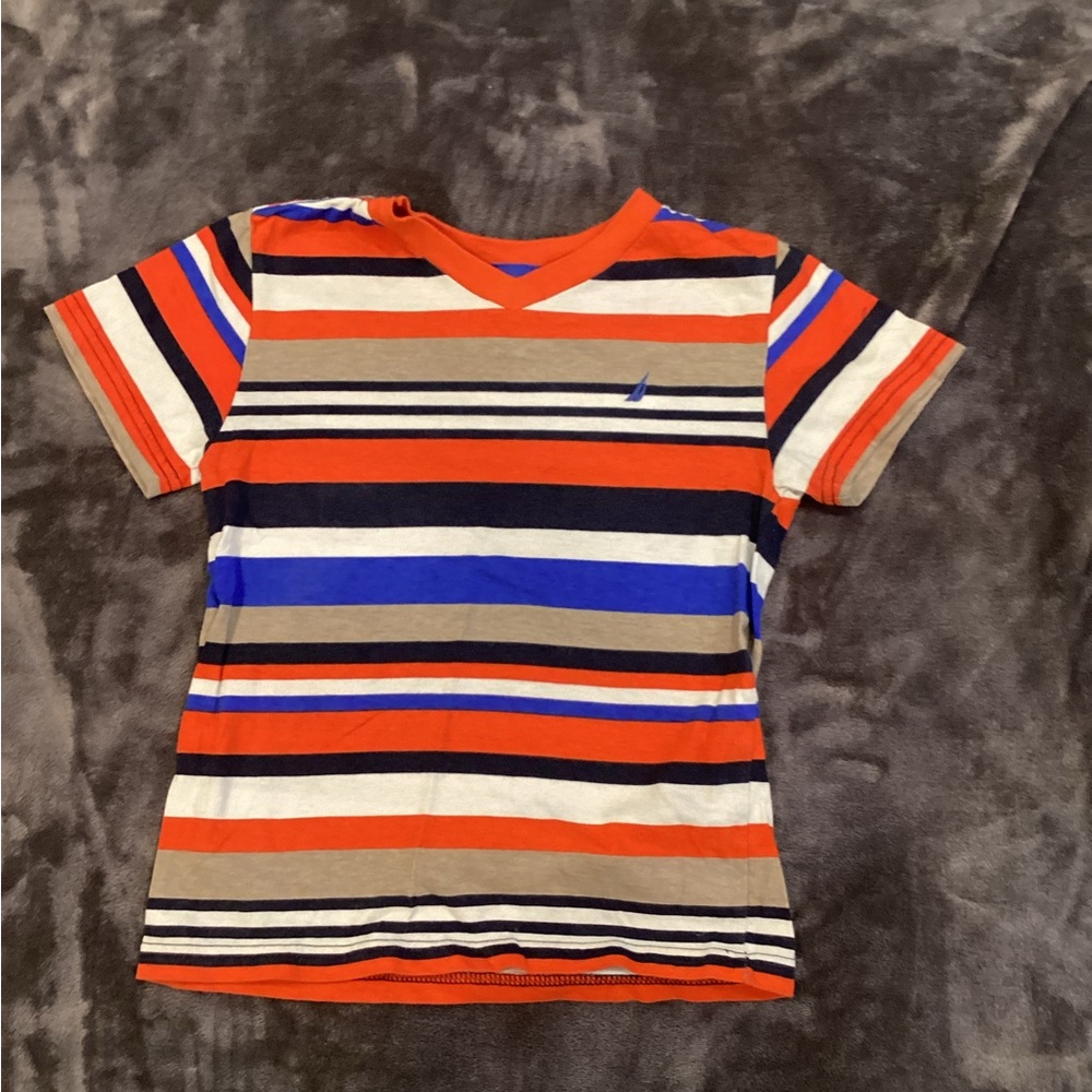Nautica Kids Vibrant Striped Tee - Orange, Blue, Tan